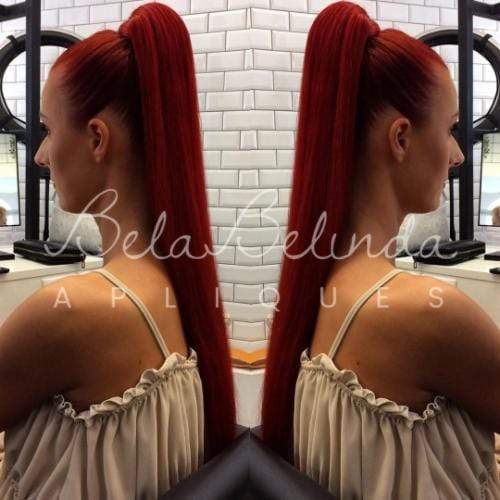 Bela Belinda Ondulado / 60cm Rabo-De-Cavalo Vermelho Vibrante Entrega Rápida