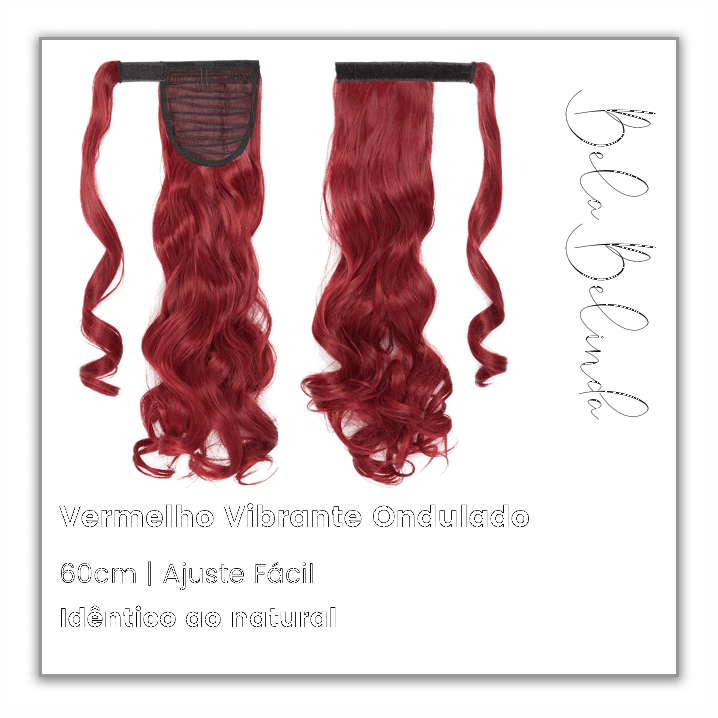 Bela Belinda Ondulado / 60cm Rabo-De-Cavalo Vermelho Vibrante Entrega Rápida