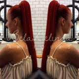 Bela Belinda Ondulado / 60cm Rabo-De-Cavalo Vermelho Vibrante Entrega Rápida